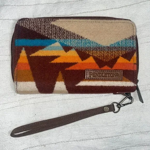 Pendleton Wool Wristlet Geometric Print Neutrals Vintage - Picture 2 of 5